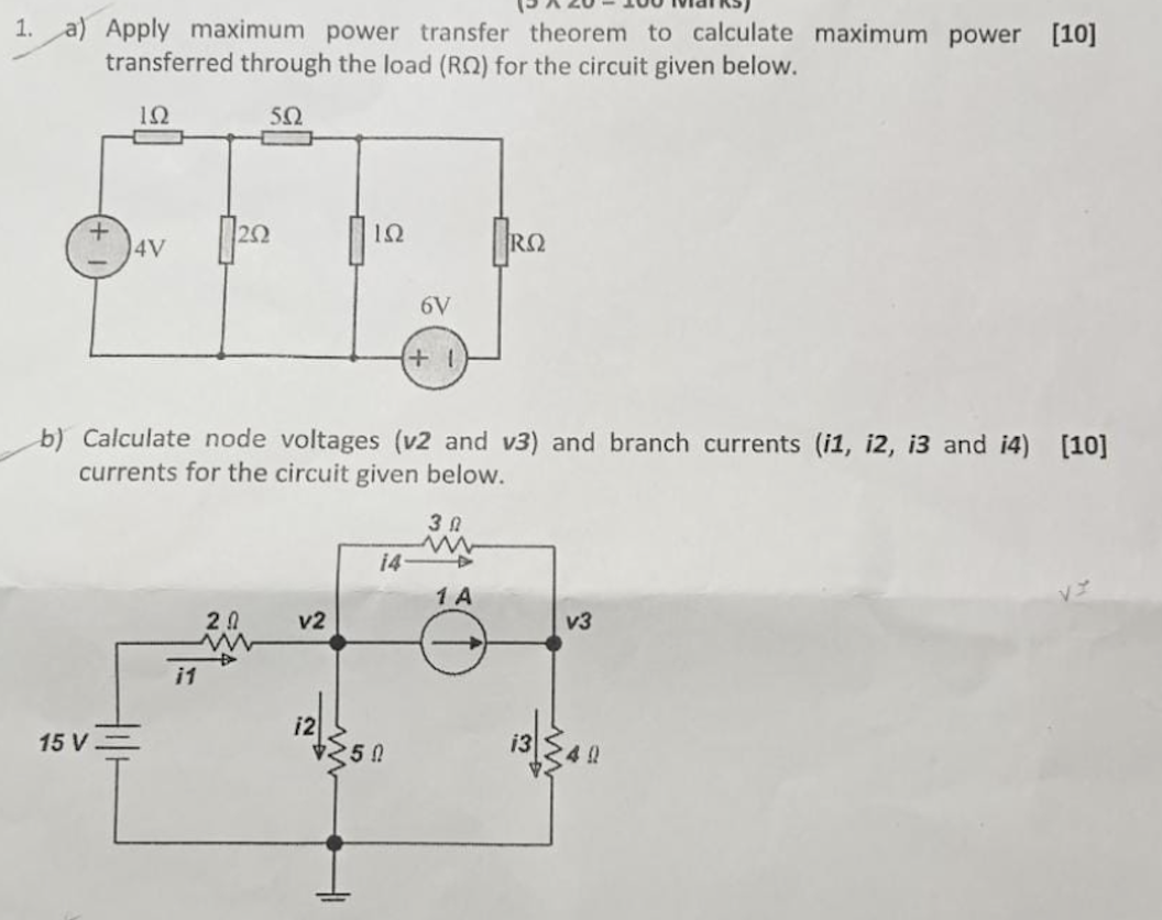 Solved 1. ﻿a) ﻿Apply maximum power transfer theorem to | Chegg.com