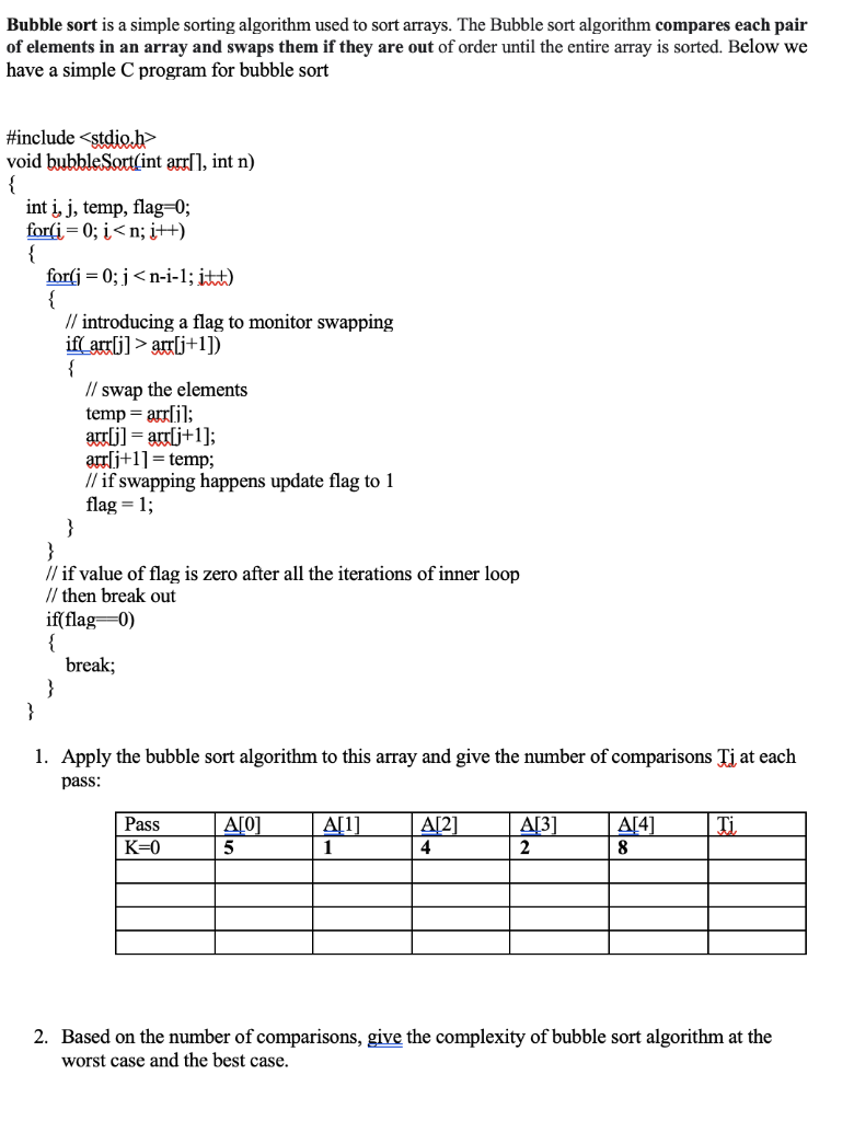 Bubble sort algorithm in C (With sample program) - QA With Experts