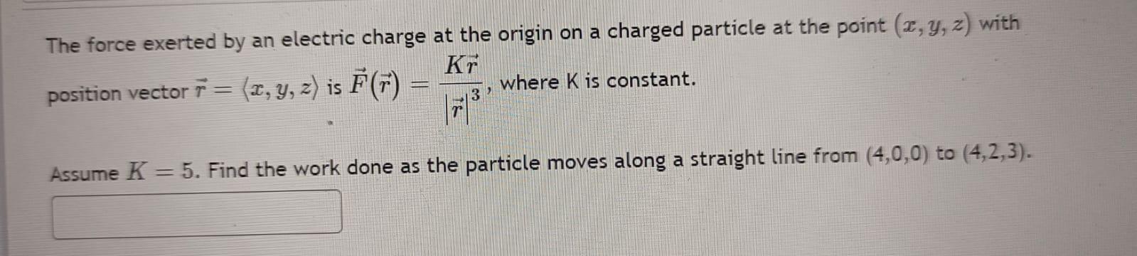 Solved The force exerted by an electric charge at the origin | Chegg.com
