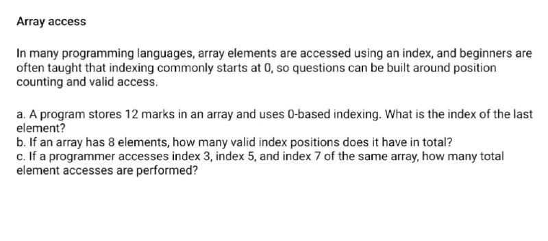 Solved Array accessIn many programming languages, array | Chegg.com