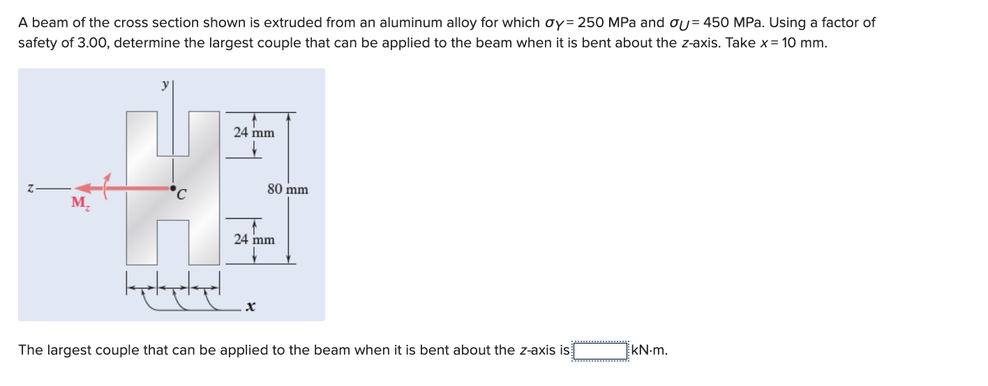Solved A beam of the cross section shown is extruded from an | Chegg.com