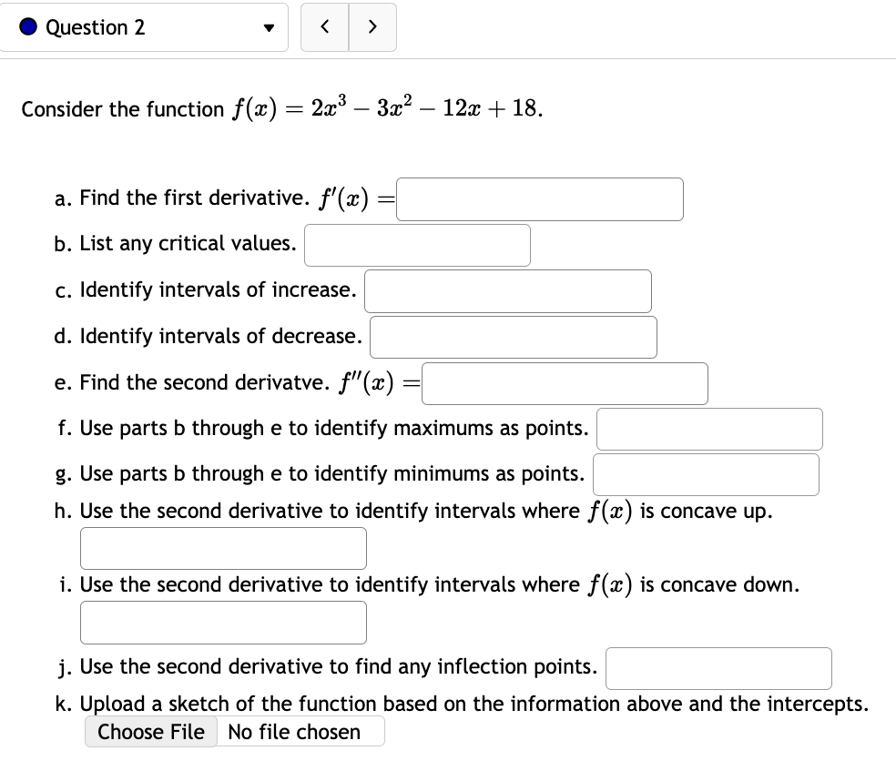 Solved Consider The Function Fx2x3−3x2−12x18 A Find 9570