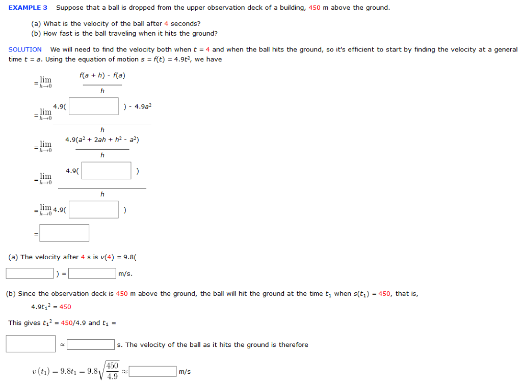 Solved EXAMPLE 3 Suppose that a ball is dropped from the