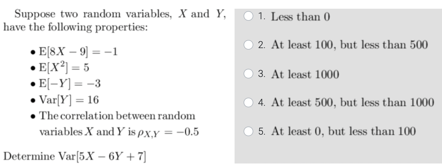 Solved Suppose Two Random Variables X And Y 1 Less Than 0 1701