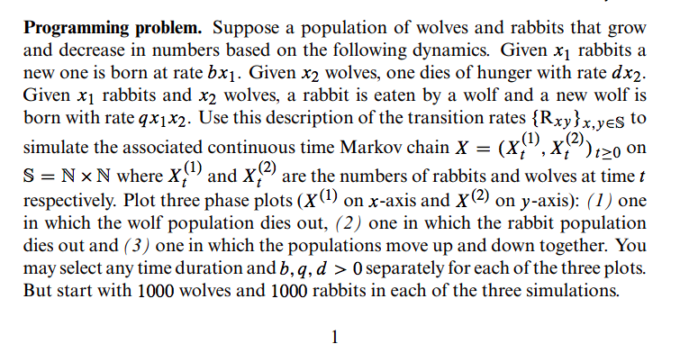Wolf Rabbit Number Graph problem. Suppose a population of wolves and rabbits | Chegg.com