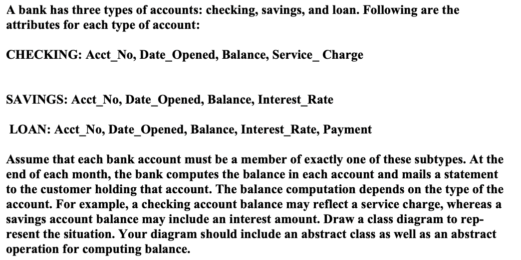 Solved A Bank Has Three Types Of Accounts: Checking, | Chegg.com