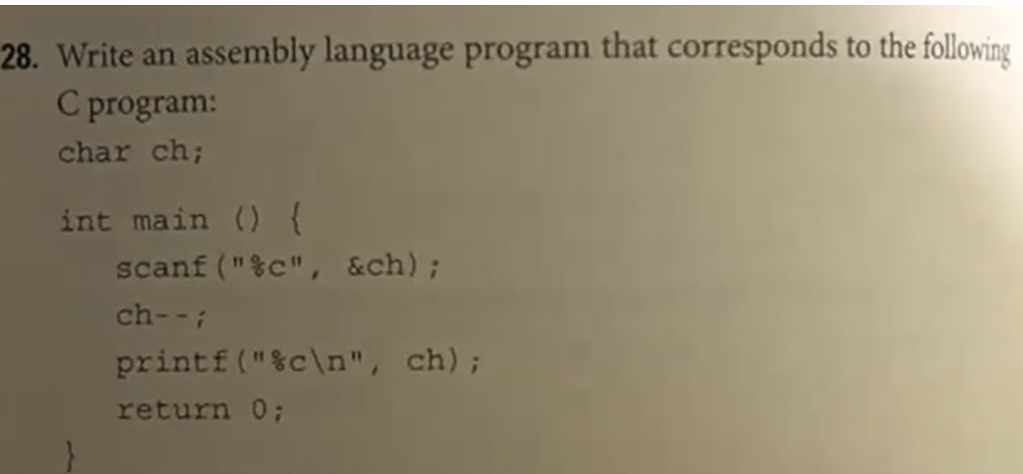 Solved 28. Write an assembly language program that | Chegg.com