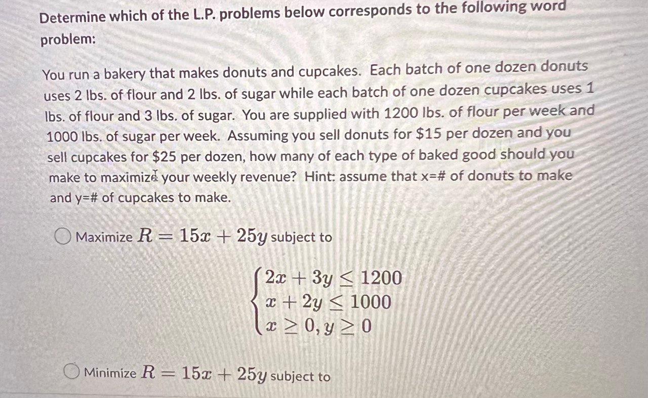 Solved Determine which of the L.P. problems below | Chegg.com