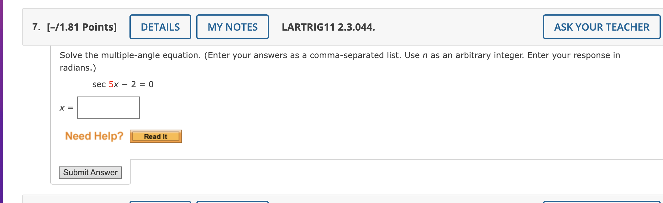 Solved Solve the multiple-angle equation. (Enter your | Chegg.com