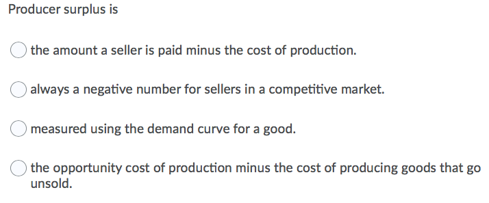 Solved Consumer surplus equals zero in the long run. is the | Chegg.com