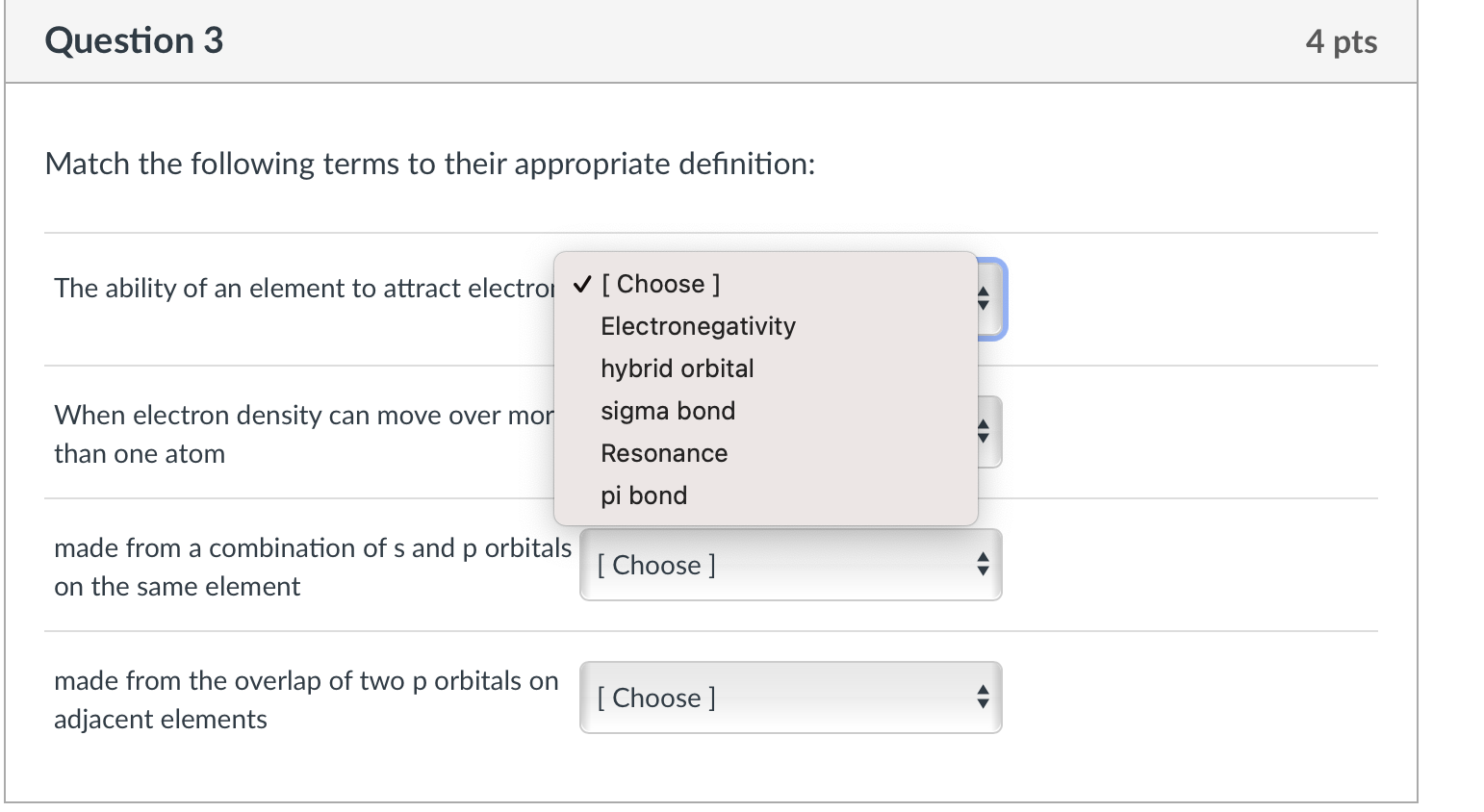 Solved Question 3 4 pts Match the following terms to their | Chegg.com