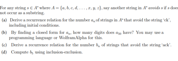 Solved For any string s € A* where A = {a, b, c, d, . . . , | Chegg.com
