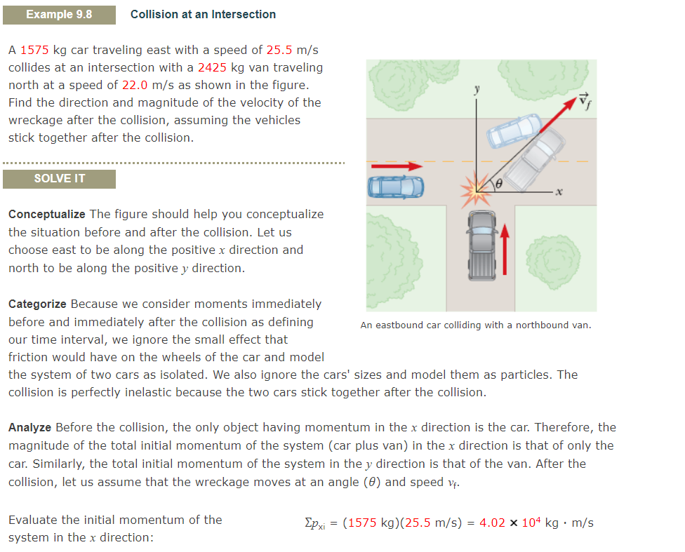 Solved Collision at an Intersection A 1575 kg car traveling | Chegg.com