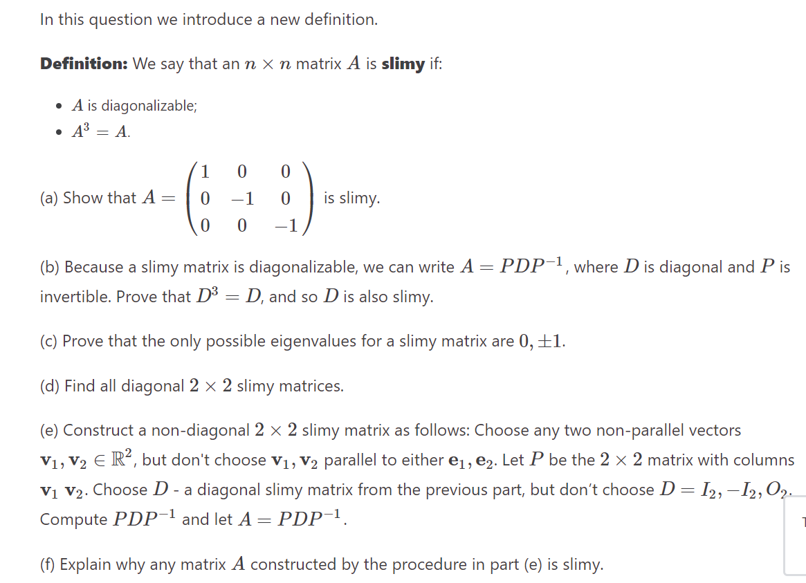 Solved In this question we introduce a new definition. | Chegg.com