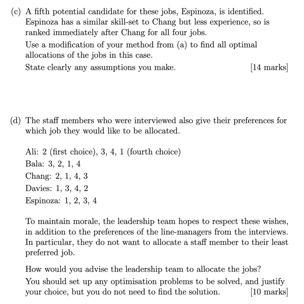 Solved 1. During a restructure, a company has four jobs to | Chegg.com