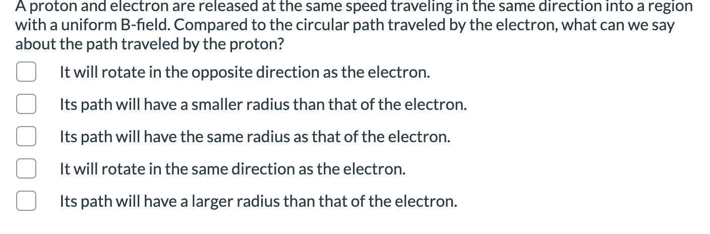 Solved OOOOO A proton and electron are released at the same | Chegg.com