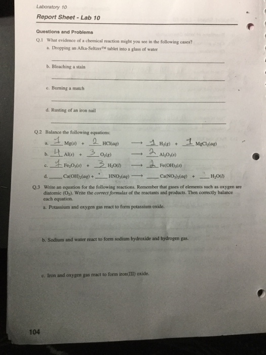 Spice of Lyfe Chemical Reaction And Equations Lab Answers