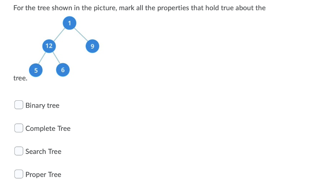 Solved For the tree shown in the picture, mark all the | Chegg.com