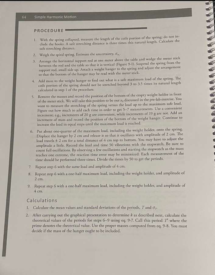 The lab manual is included, the procedure portion | Chegg.com