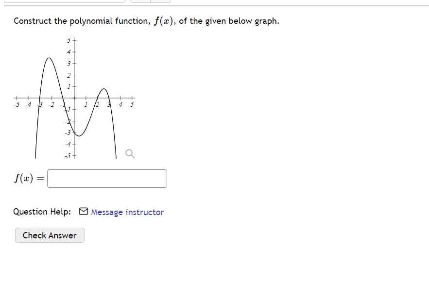 Solved Construct the polynomial function, f(x), of the given | Chegg.com