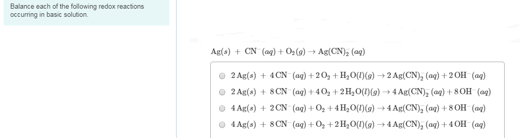 Solved Balance each of the following redox reactions | Chegg.com