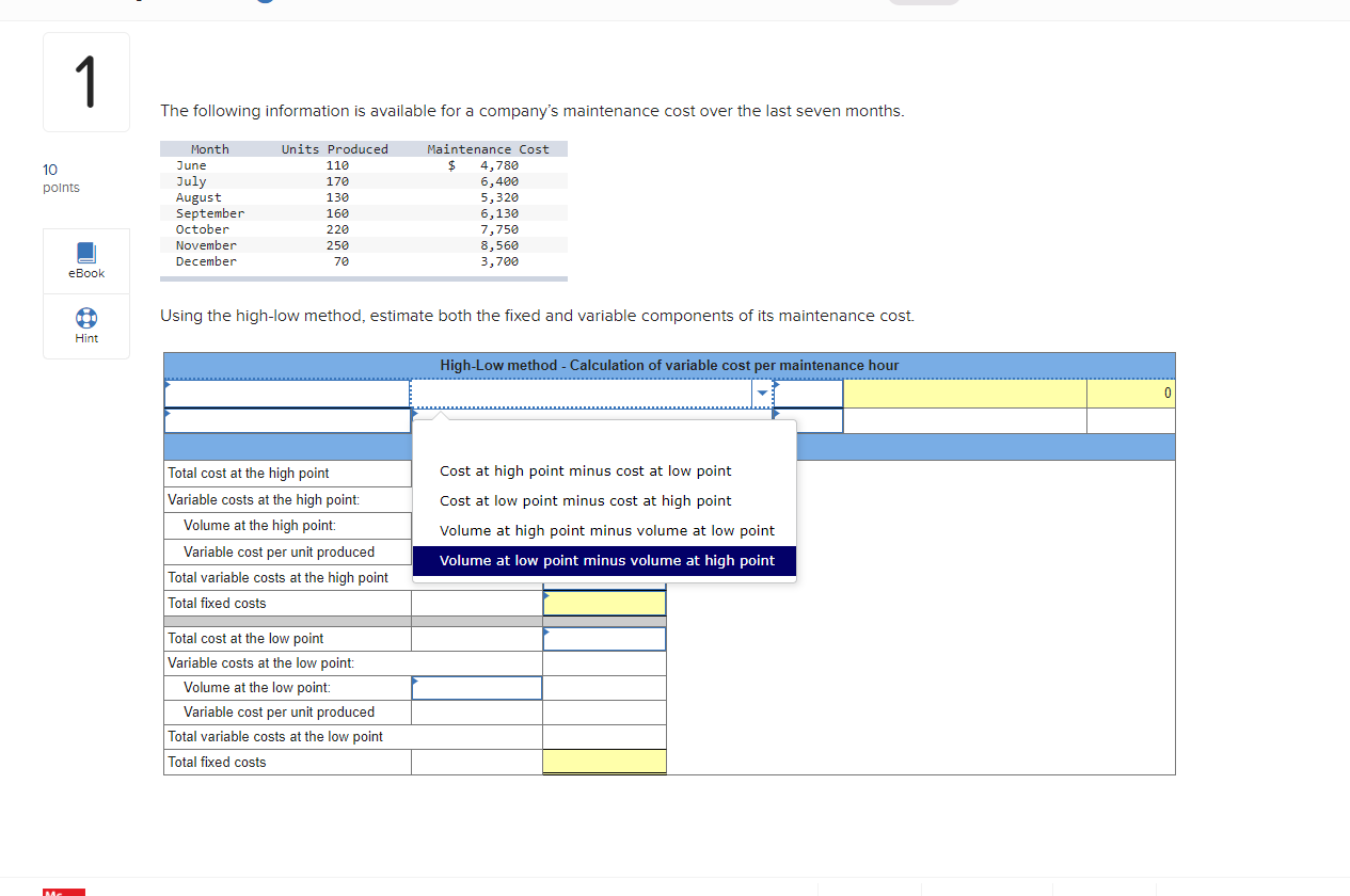 Solved 1 The following information is available for a