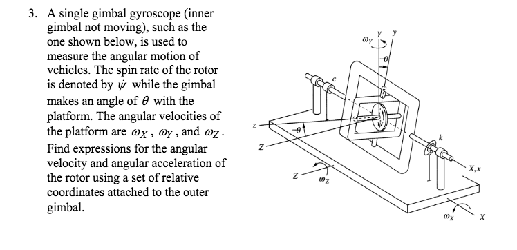 Solved Y ων 3. A single gimbal gyroscope (inner gimbal not | Chegg.com