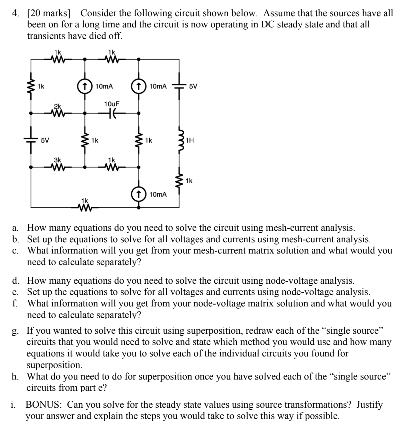 Solved 4. [20 marks Consider the following circuit shown | Chegg.com
