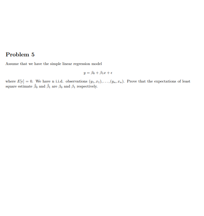 Solved Problem 5 Assume That We Have The Simple Linear | Chegg.com