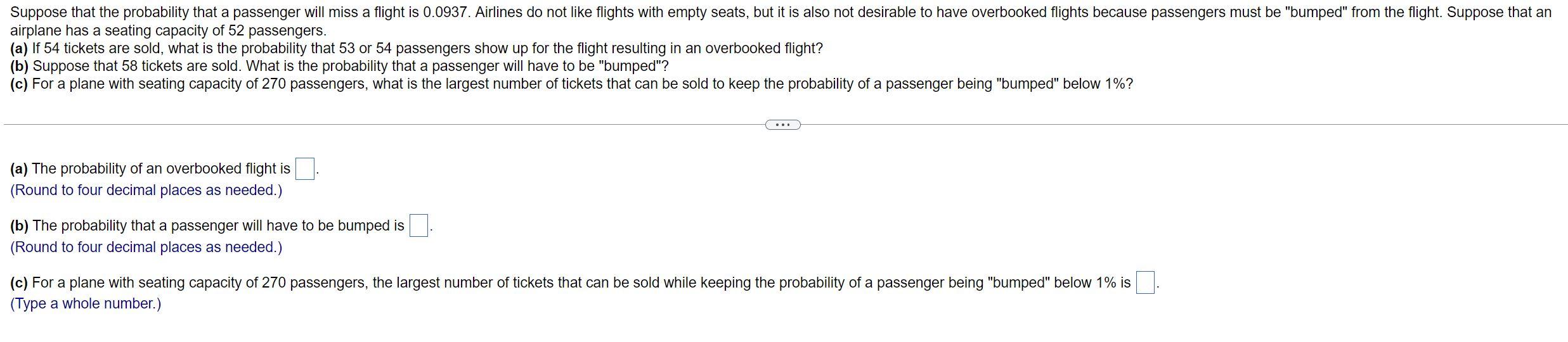 Solved Suppose that the probability that a passenger will | Chegg.com