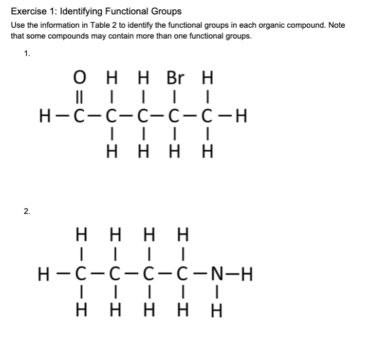 Solved Exercise 1: Identifying Functional Groups Use the | Chegg.com
