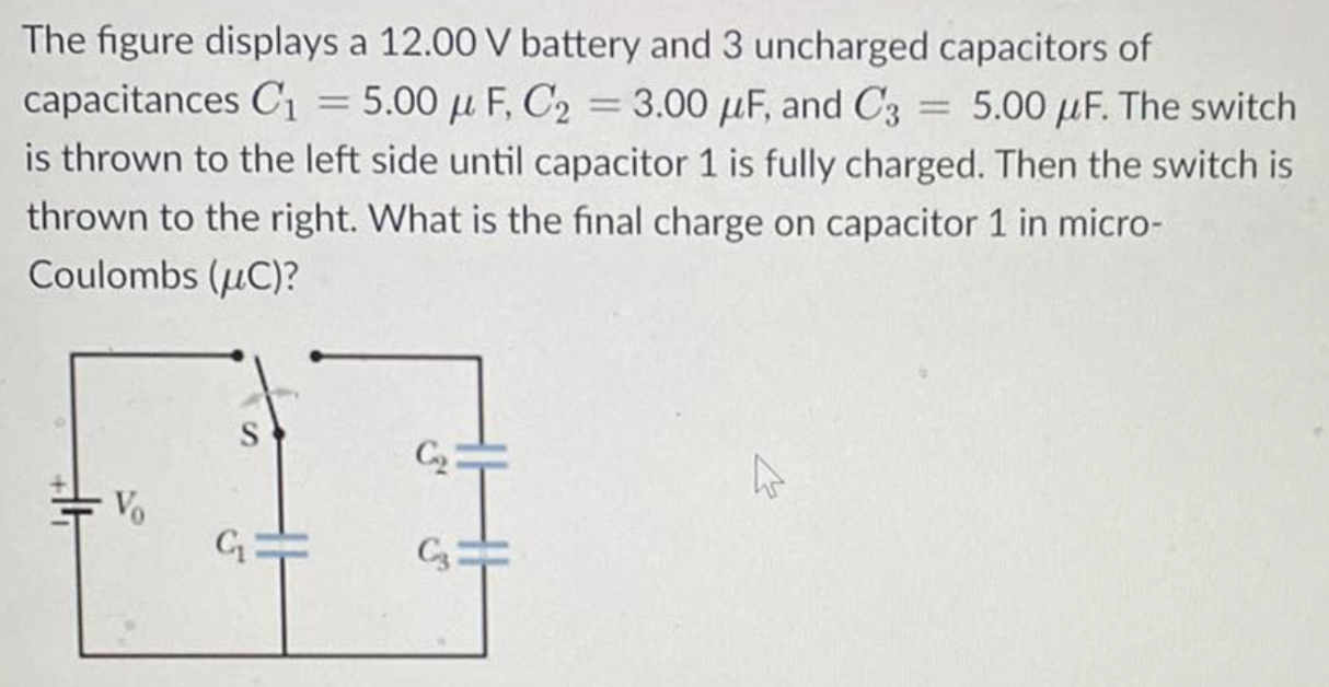 Solved The Figure Displays A 12.00 V Battery And 3 Uncharged 