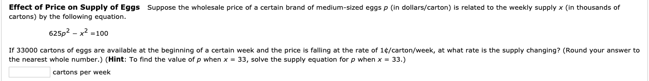 Solved Effect of Price on Supply of Eggs Suppose the | Chegg.com