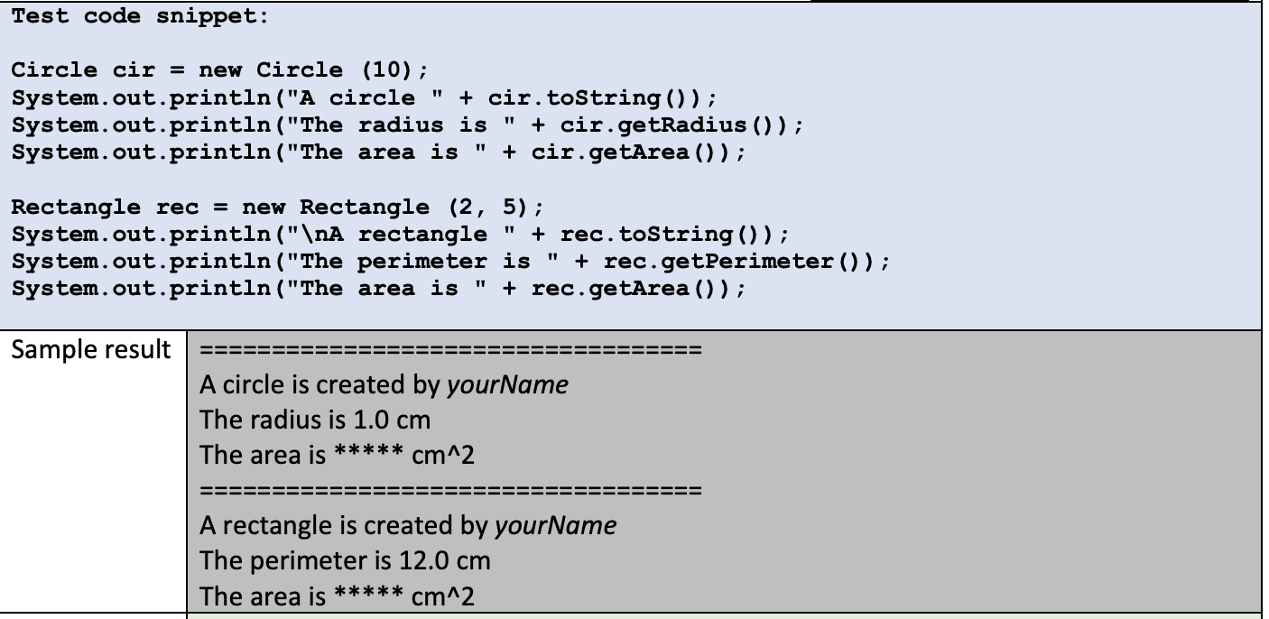 Solved Write a test code for the following classes. 1. | Chegg.com