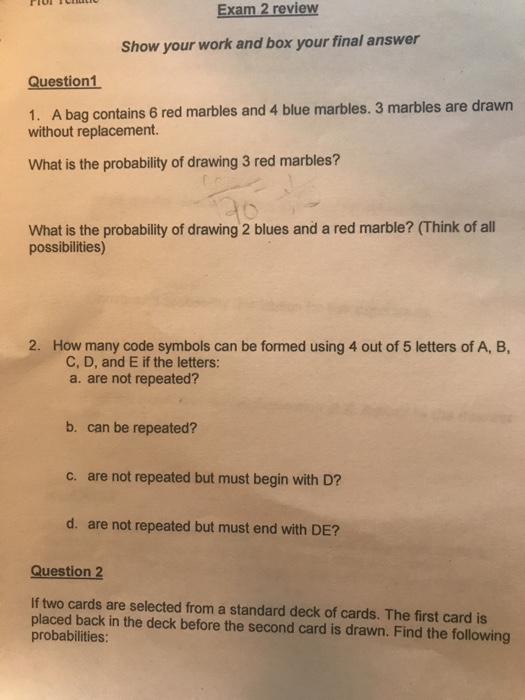 Solved Exam 2 review Show your work and box your final | Chegg.com