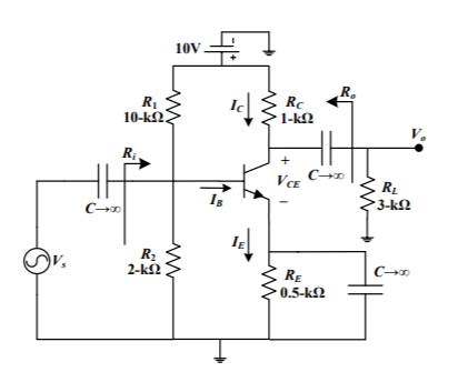 Solved The BJT in the amplifier circuit shown in Figure 2 | Chegg.com