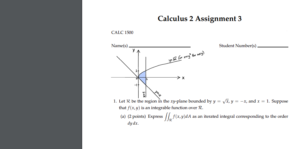 Solved Calculus 2 Assignment 3 CALC 1500 Student Number(s) | Chegg.com