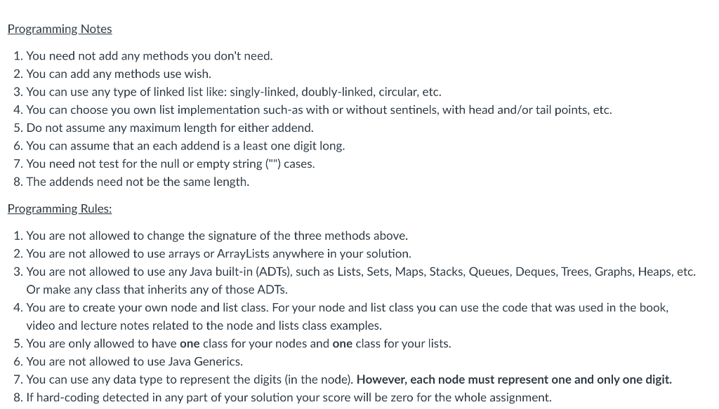 Solved Long Integer Addition For this assignment you are to | Chegg.com