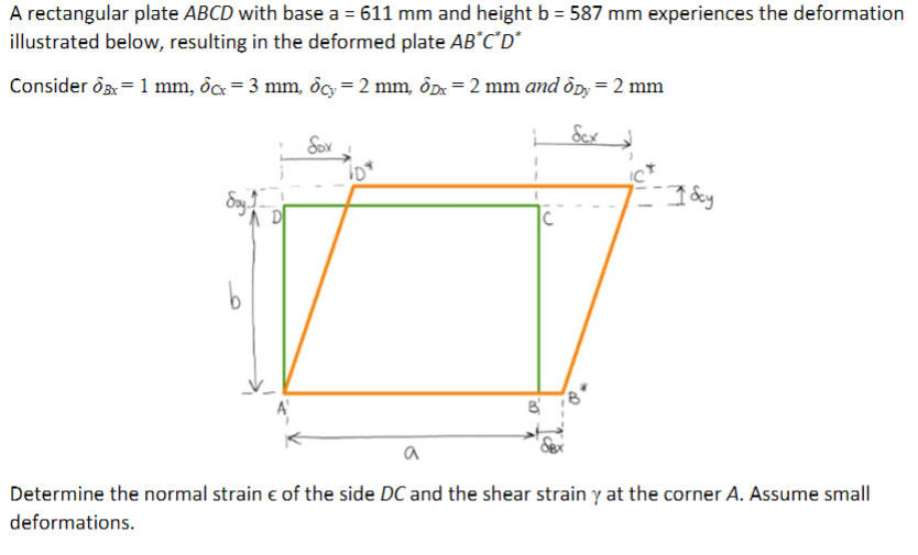 Solved A Rectangular Plate Abcd With Base A 611 Mm And