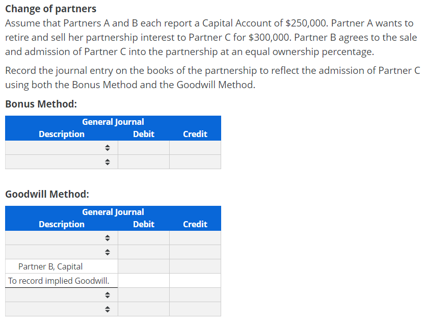 Solved Change Of Partners Assume That Partners A And B Each | Chegg.com