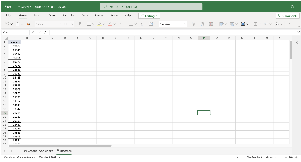 Solved Excel McGraw Hill Excel Question - Saved Search | Chegg.com