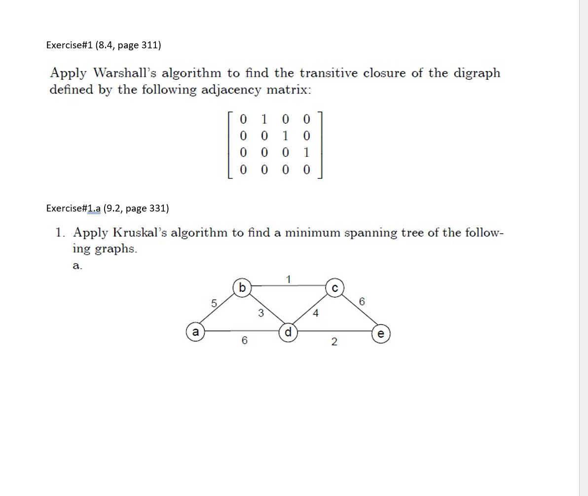 Solved Apply Warshall's Algorithm To Find The Transitive | Chegg.com