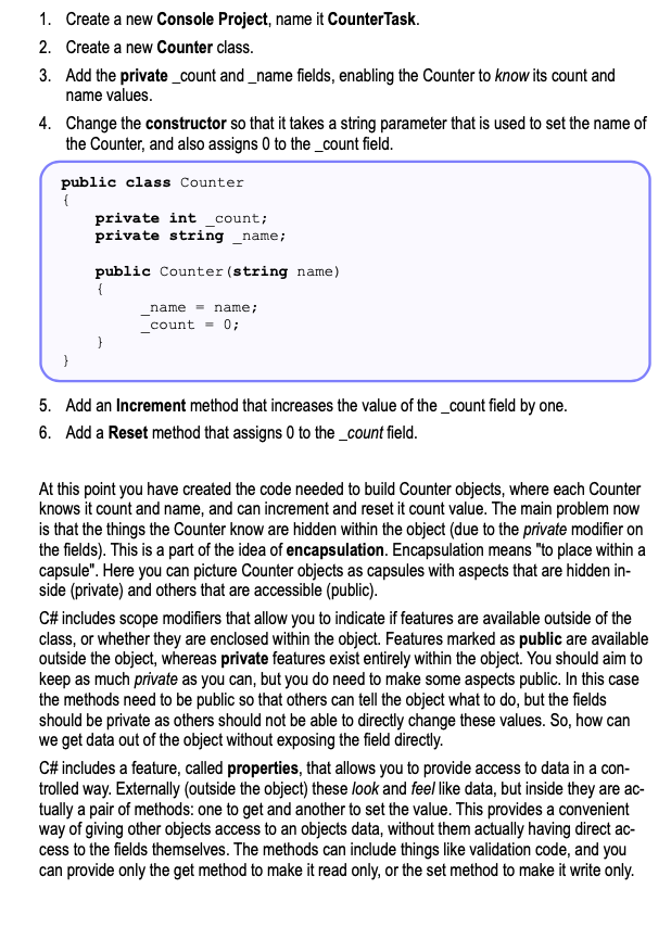 Solved Instructions In this task you will create a Counter | Chegg.com