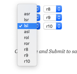 Solved r8 asr r9 Isr Is C r10 asl rol ror r8 and Submit to | Chegg.com