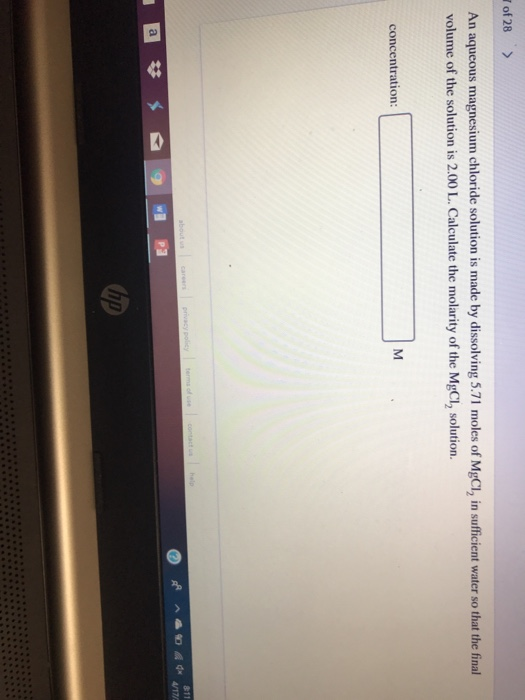 Solved of 28 > An aqueous magnesium chloride solution is
