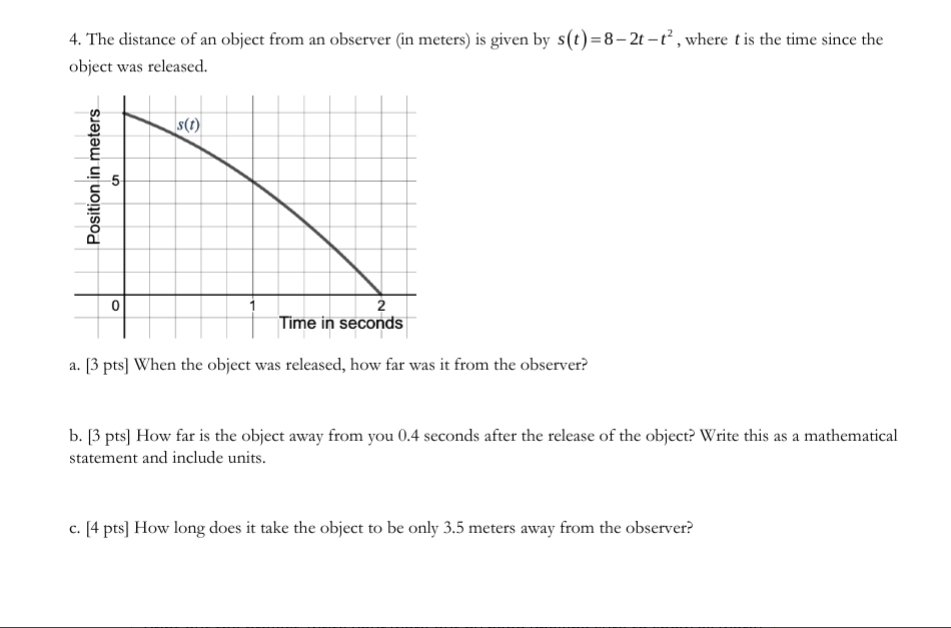 Solved 4. The distance of an object from an observer (in | Chegg.com