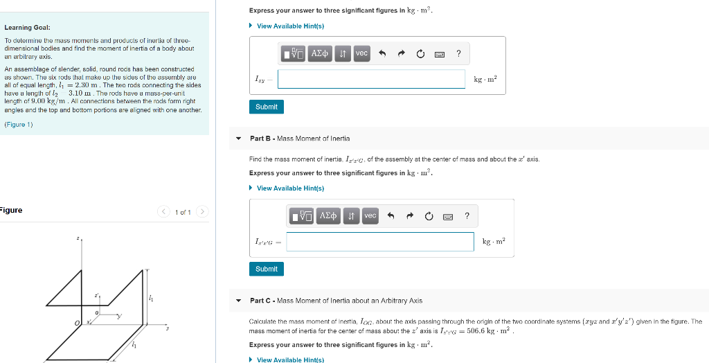 Solved To determine the mass moments and products of inertia | Chegg.com