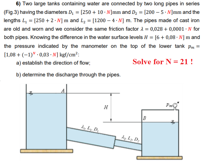 Solved 6) Two large tanks containing water are connected by | Chegg.com
