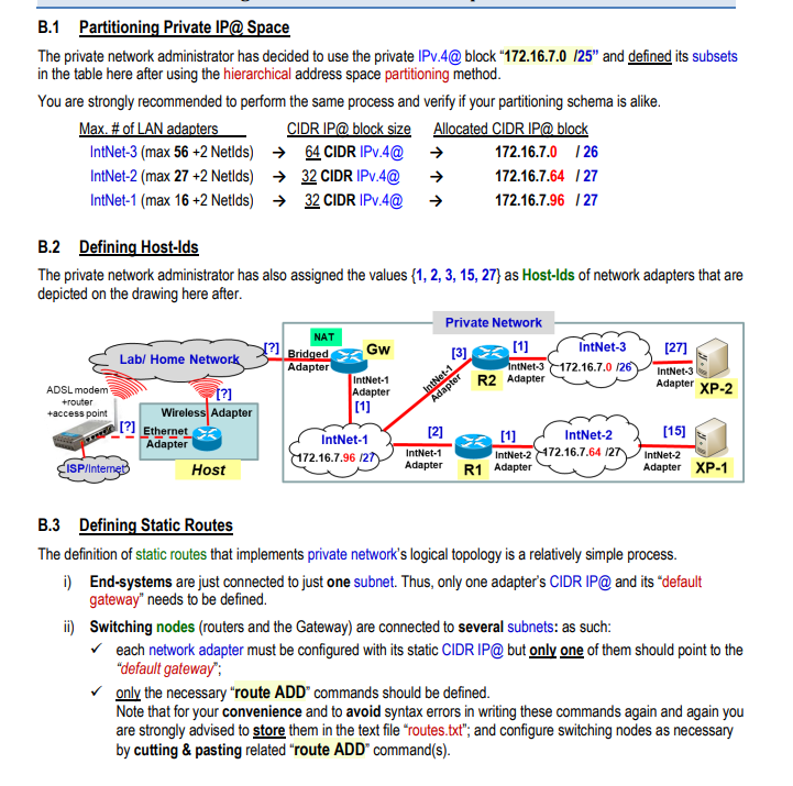Solved b 1 partitioning private ip space the private chegg
