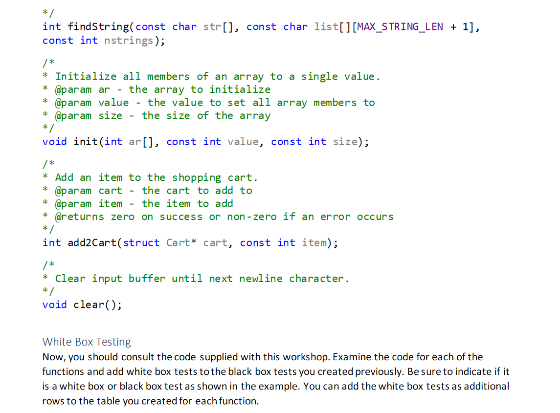 Solved Black Box Testing Read each of the following function | Chegg.com